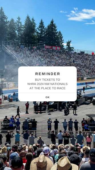 Reminder Notification about NHRA Tickets